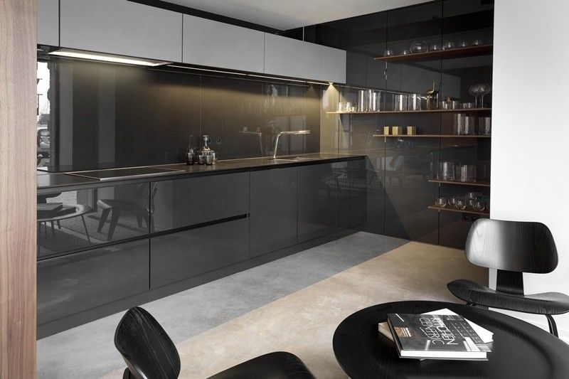 Armoire de cuisine brillante haute résistance à l'eau ODM / OEM pour cuisine de maison