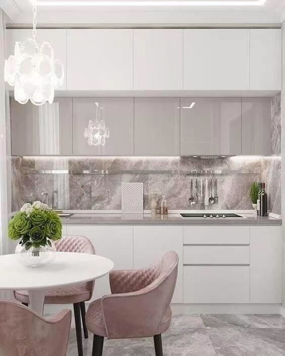Armoire de cuisine moderne de couleur brillante pour la conception complète de meubles