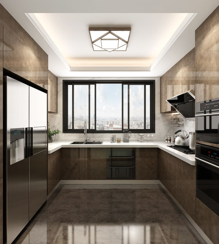 Armoires de cuisine de luxe modernes avec traitement de surface laque et avantage de nettoyage facile