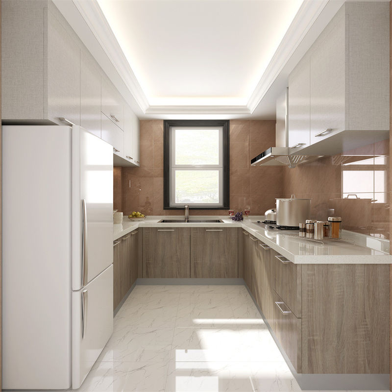 Armoire de cuisine grise en rénovation de villa moderne