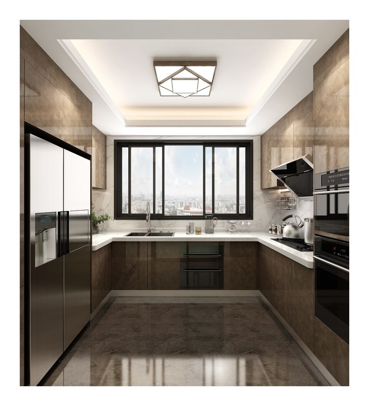 Armoires de cuisine modulaires avec couleur de placage personnalisée