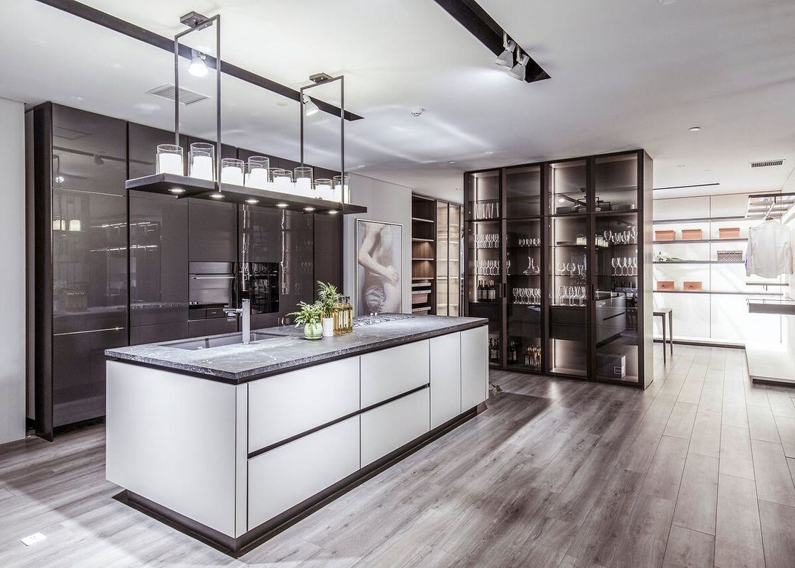 Armoires de cuisine modulaires avec couleur de placage personnalisée