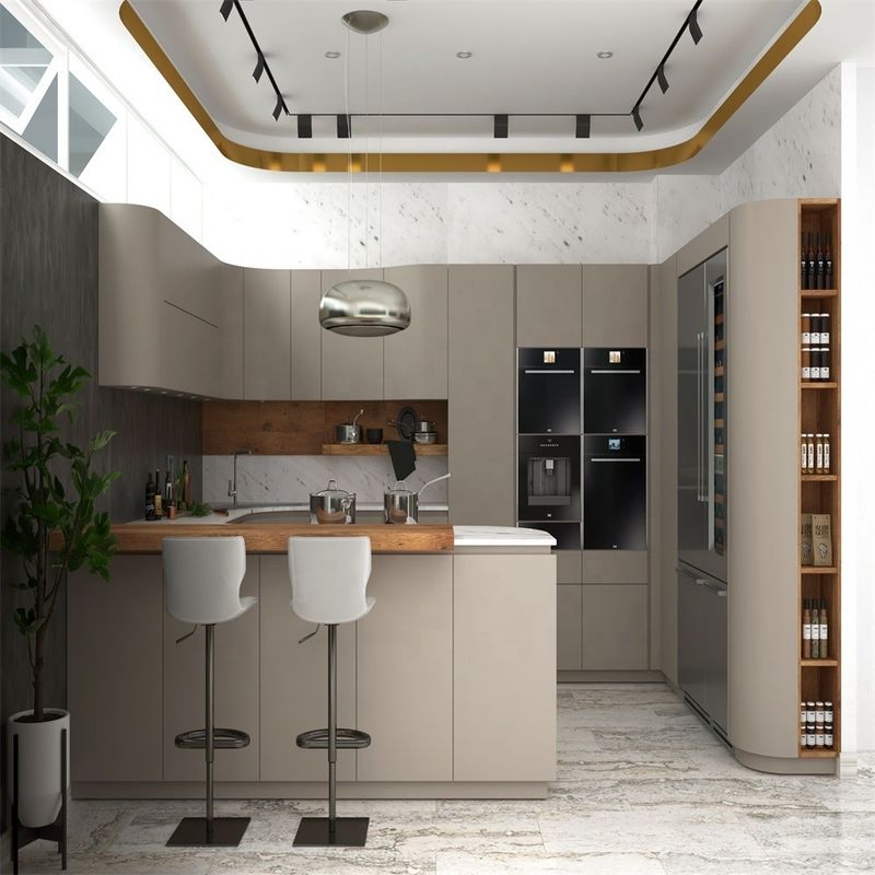 Design moderne YALIG Armoires de cuisine en bois mat avec tiroirs en noir et blanc