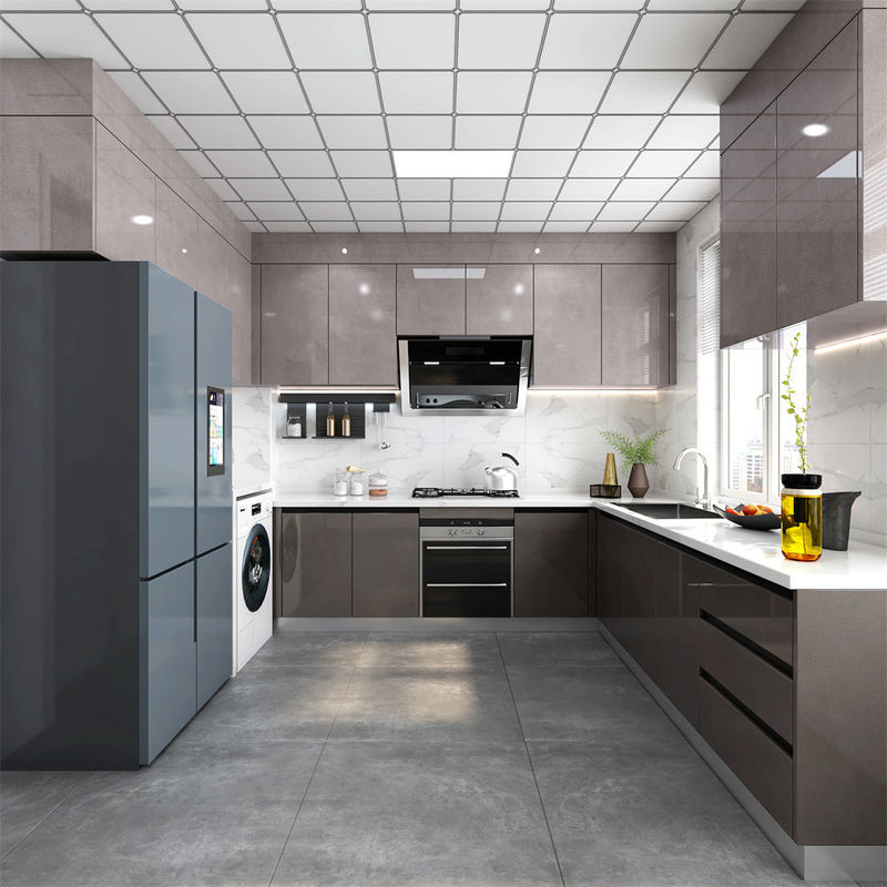Design moderne YALIG Armoires de cuisine en bois mat avec tiroirs en noir et blanc