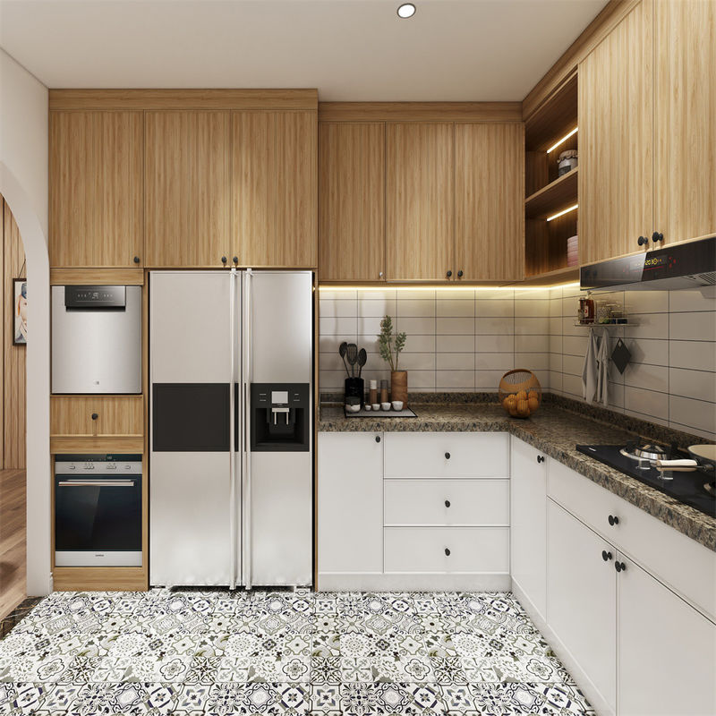 Design moderne YALIG Armoires de cuisine en bois mat avec tiroirs en noir et blanc