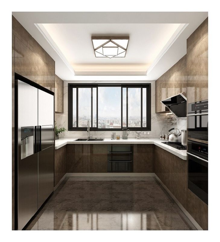 Avantage durable Armoires de cuisine de style design moderne avec style ignifuge imperméable à l'eau