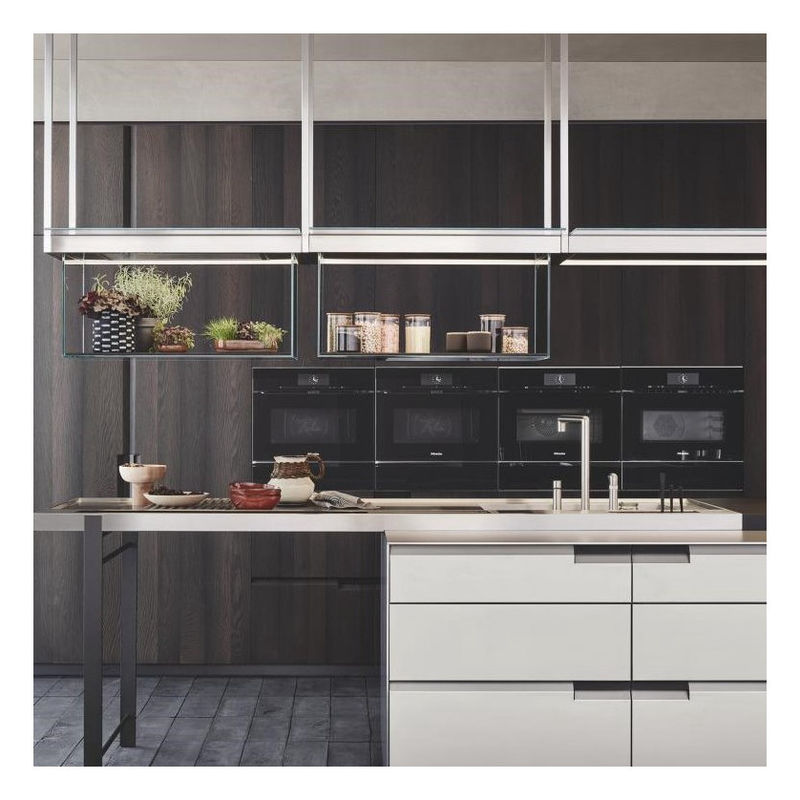 Armoires de cuisine modulaires 2024 Couleur de placage personnalisée pour cuisine de luxe en bois moderne