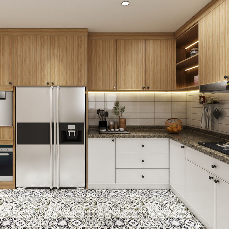 Couleur de placage personnalisé Design moderne Modulaire Armoires de cuisine en bois massif Accessoires