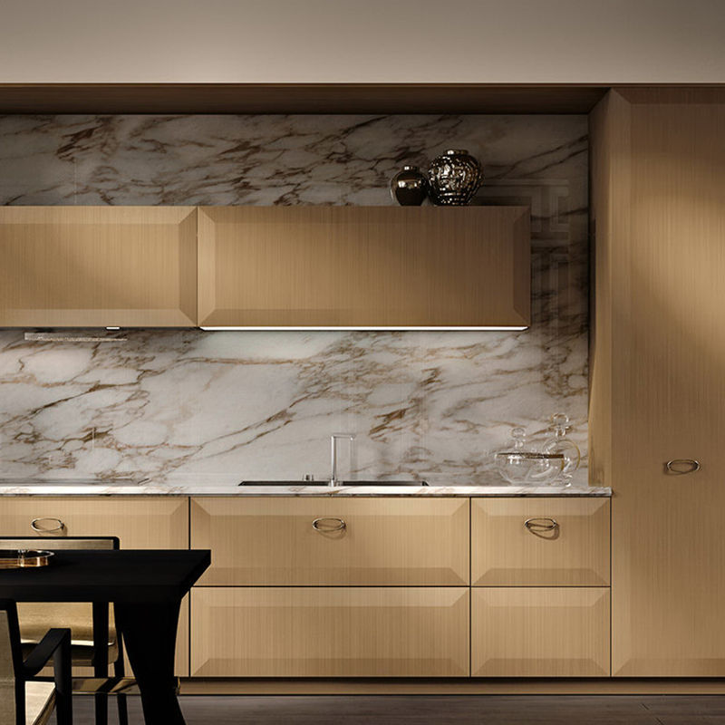 Couleur de placage personnalisé Design moderne Modulaire Armoires de cuisine en bois massif Accessoires