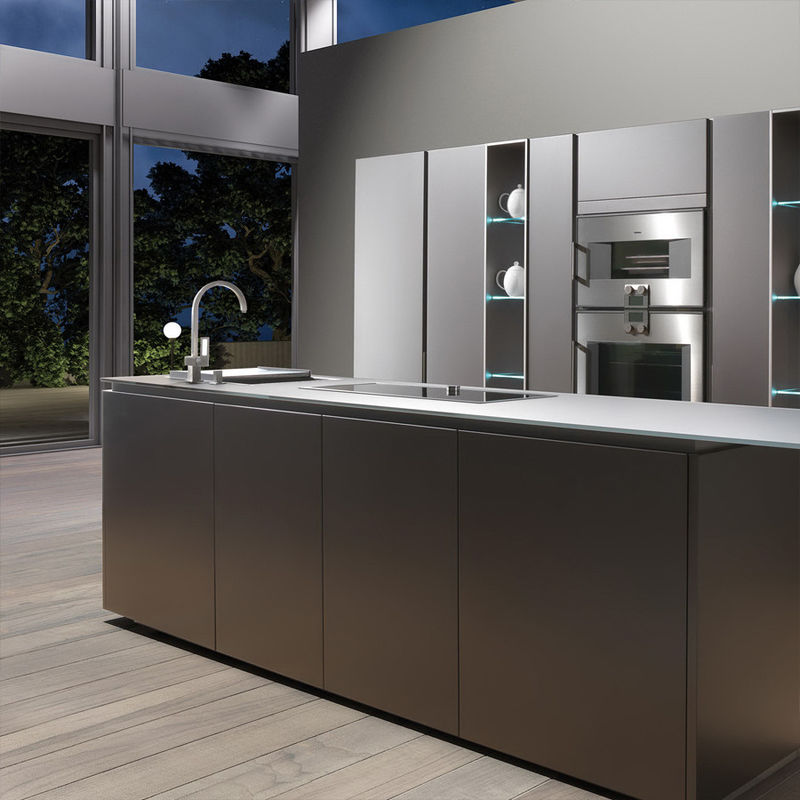 Couleur de placage personnalisé Design moderne Modulaire Armoires de cuisine en bois massif Accessoires