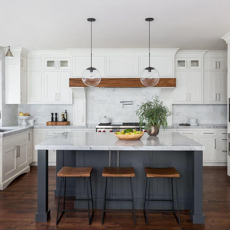 Armoire de cuisine de style européen de design moderne avec couleur de placage personnalisée