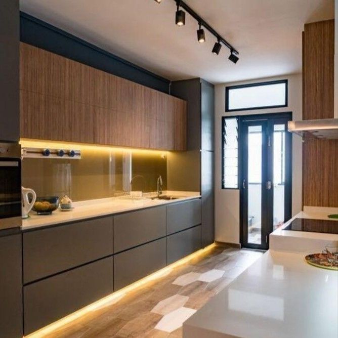 Armoires de cuisine de couleur de placage personnalisées pour une villa/un appartement moderne et durable