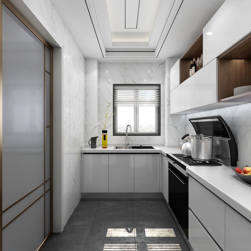 Armoires de cuisine en gris stratifiées Intérieurs Couleur de placage personnalisée pour la rénovation d'appartement
