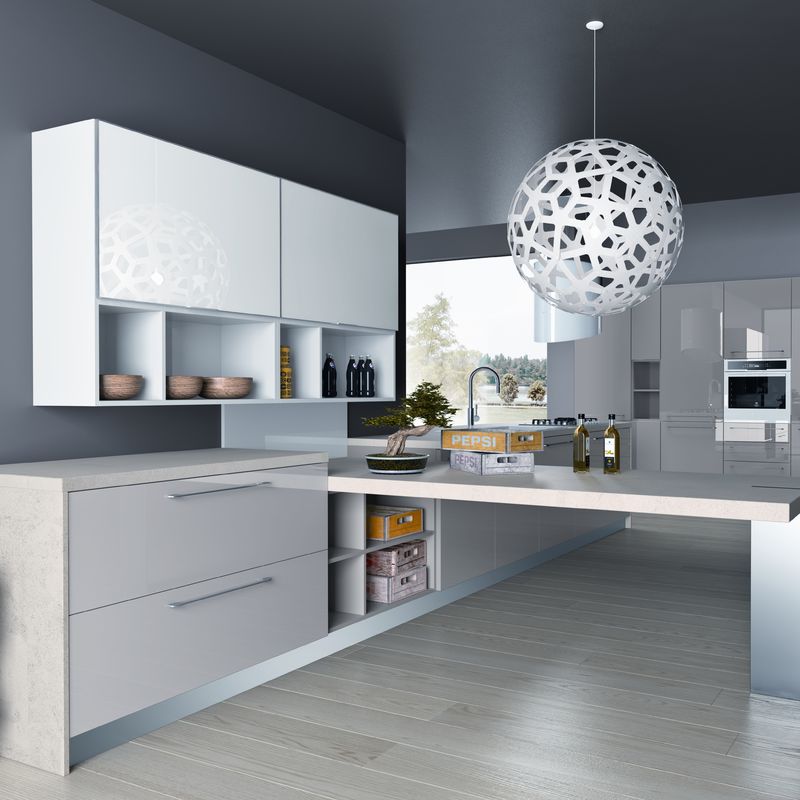 Blum Hardware et finition de placage YALIG Smart Cabinet de cuisine à bois pour appartement