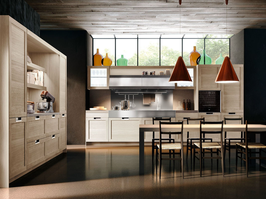 Blum Hardware et finition de placage YALIG Smart Cabinet de cuisine à bois pour appartement