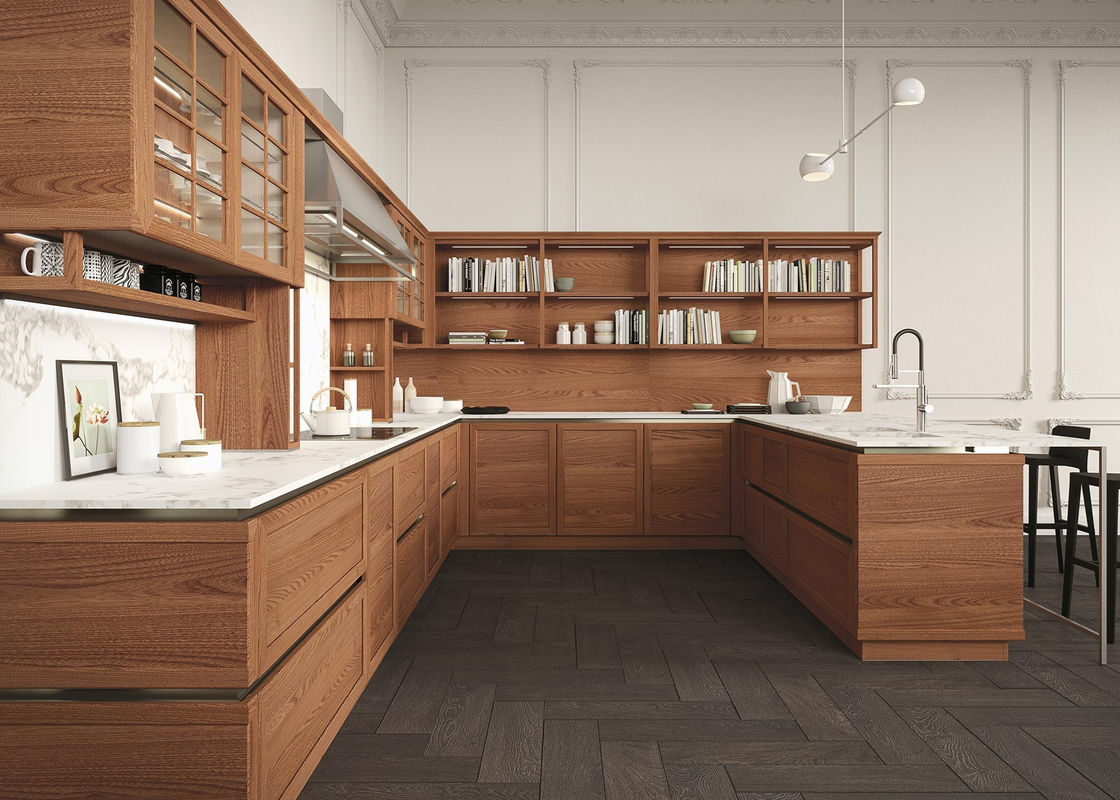 Taille personnalisée Appartement de luxe en bois blanc Armoires de cuisine Ensembles avec conteneur de déchets