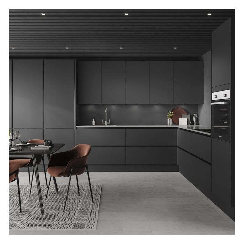 Armoires de cuisine équipées de packs plats avec poignée moderne moins design et accessoires