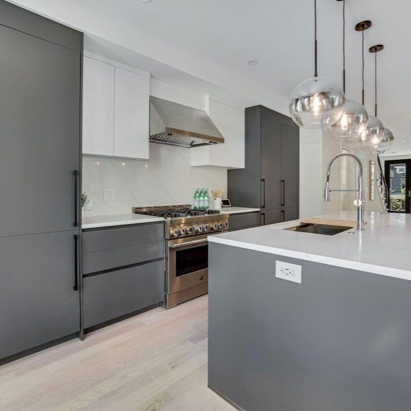 Porte en MDF en placage personnalisé couleur YALIG Sous l'évier Vert australien Meubles brillants Laque Armoires de cuisine
