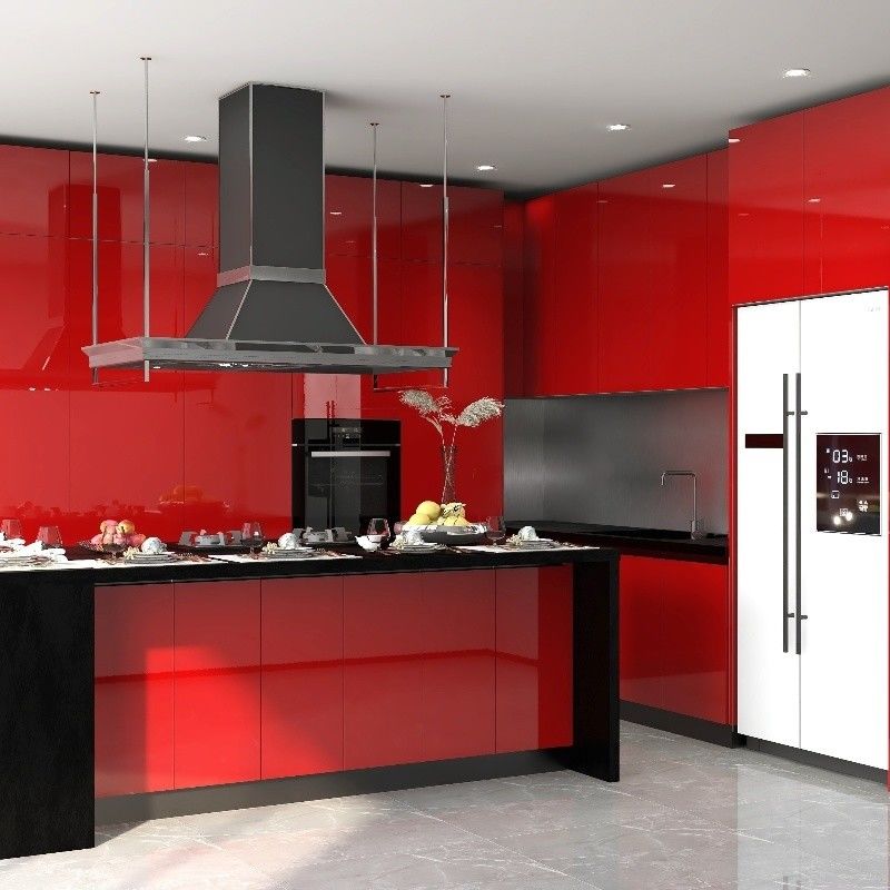 Armoires de cuisine modulaires YALIG Bar bleue Hardware Panneau contreplaqué Armoire en MDF de taille personnalisée