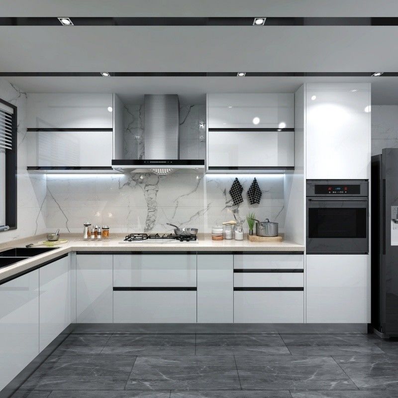 Finition naturelle tout le verre design de la cuisine coin de meubles poignée pour YALIG armoires