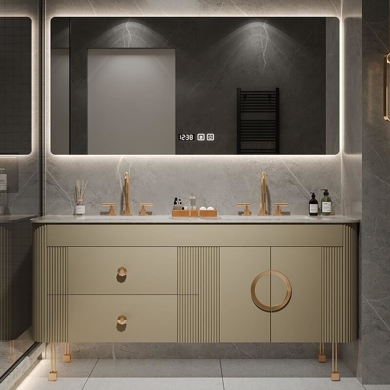 MR-MDF de style européen de luxe moderne double évier vanité salle de bain pour la commande sur mesure