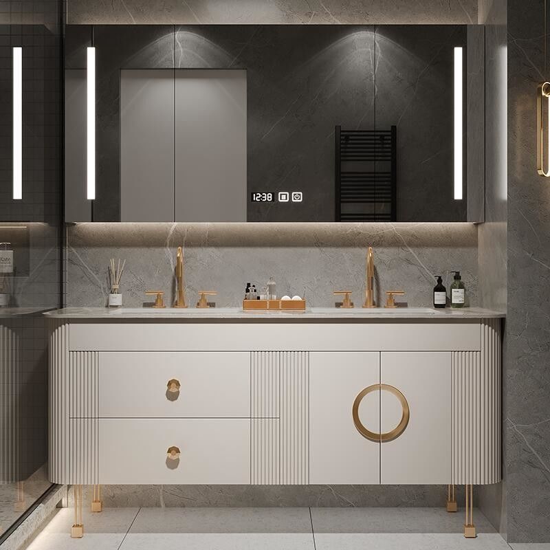 MR-MDF de style européen de luxe moderne double évier vanité salle de bain pour la commande sur mesure
