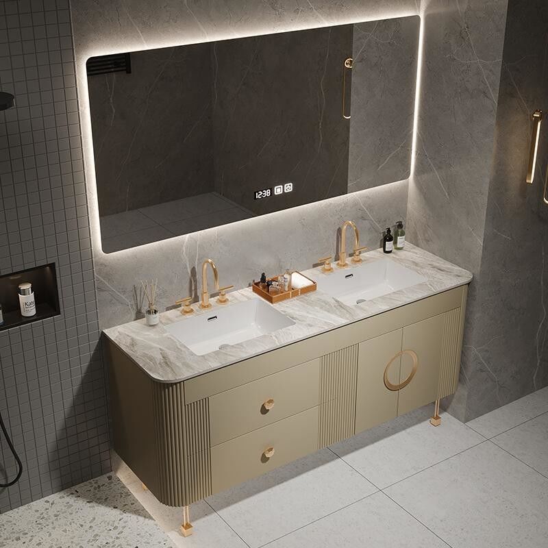Largeur personnalisée Porte en PVC/laque Finition de salle de bain de style américain Vanité pour la maison moderne