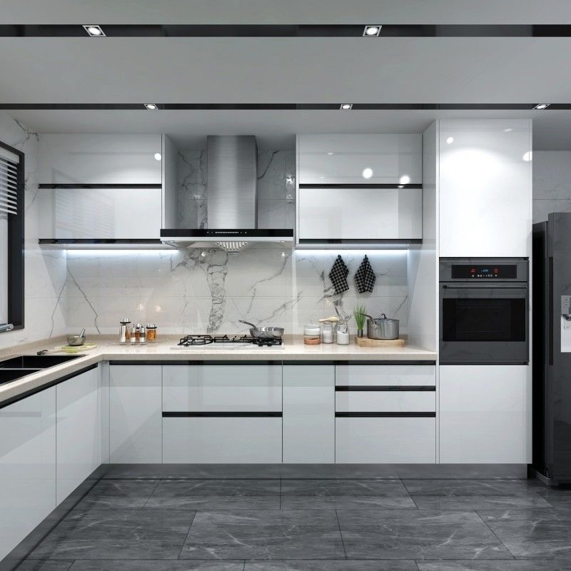 Blum Hardware Design moderne Light Box Armoire de cuisine pour la conception de petites cuisines colorées