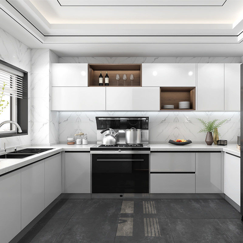 Armoires de cuisine de design moderne avec portes de style Shaker et finition en laque