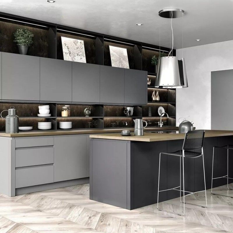 Couleur mixte personnalisée ensemble complet armoire de cuisine armoire bord plat UV Laque finition