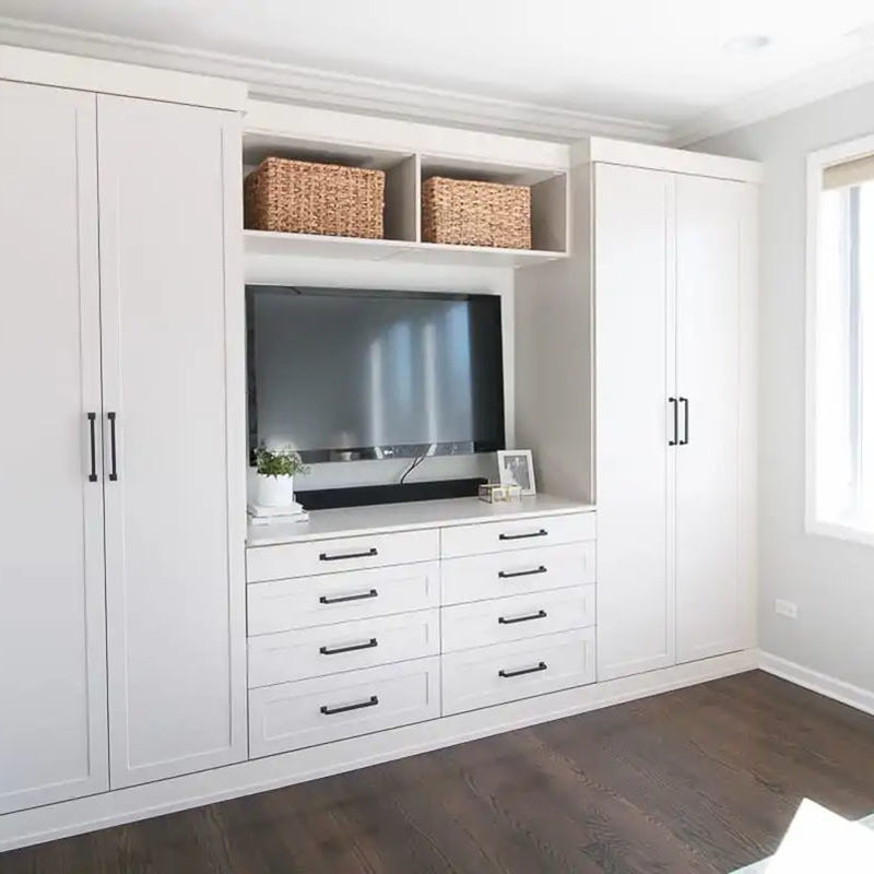Ensemble de meubles modernes pour la salle de couchage Armoire de mur Conception intégrée et options 2D / 3D