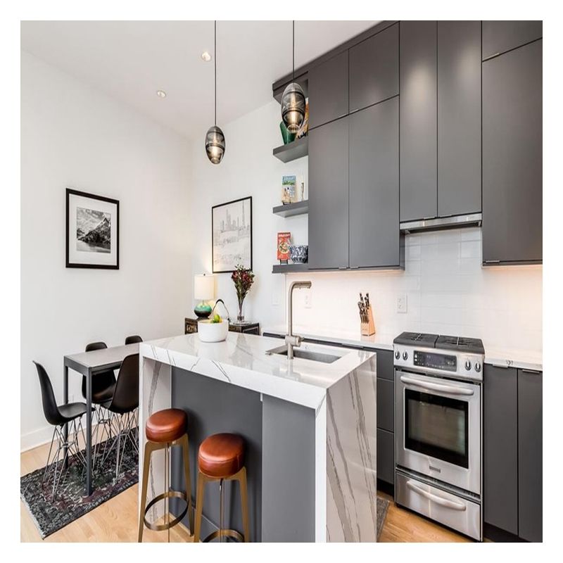 Taille personnalisée Armoire de cuisine haute qualité de design moderne avec îles et finition brillante