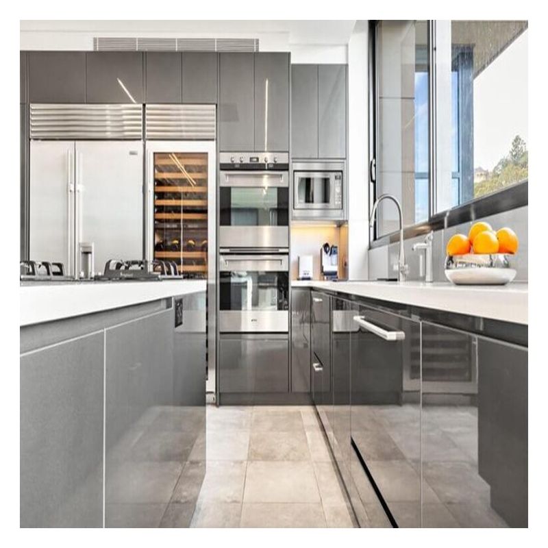 Taille personnalisée Armoire de cuisine haute qualité de design moderne avec îles et finition brillante