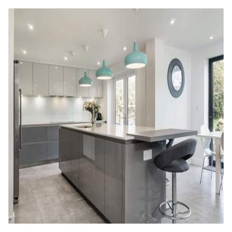 Taille personnalisée Armoire de cuisine haute qualité de design moderne avec îles et finition brillante