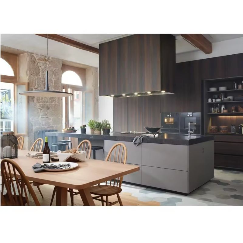 Résistant à l'eau Résistant au feu Avantage dans le style moderne Armoire de cuisine en bois de placage et île