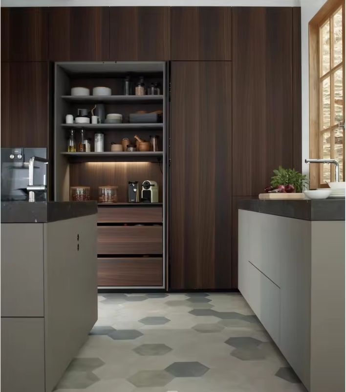 Résistant à l'eau Résistant au feu Avantage dans le style moderne Armoire de cuisine en bois de placage et île