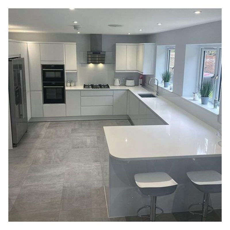 Fin style moderne Laque en bois massif blanc Armoires de cuisine modulaires pour rénovation domiciliaire