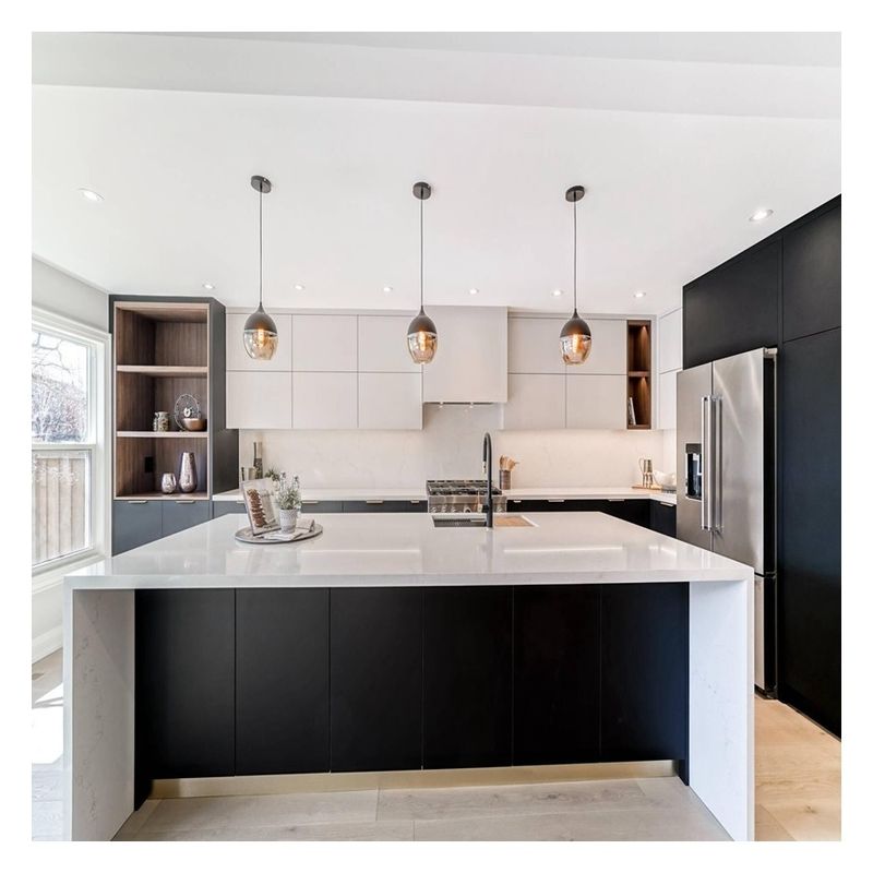Fin style moderne Laque en bois massif blanc Armoires de cuisine modulaires pour rénovation domiciliaire