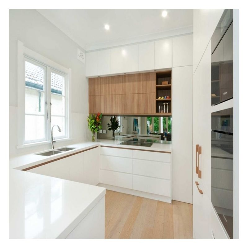 Fin style moderne Laque en bois massif blanc Armoires de cuisine modulaires pour rénovation domiciliaire