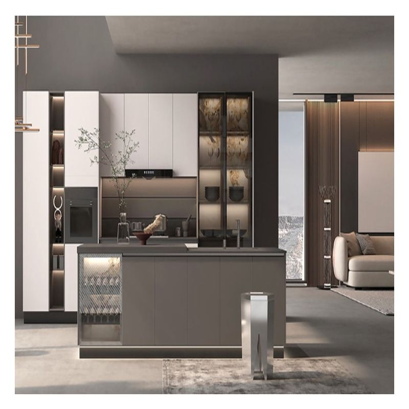 Facile à nettoyer fonctionnalité couleur personnalisée armoires de cuisine de style moderne pour appartement