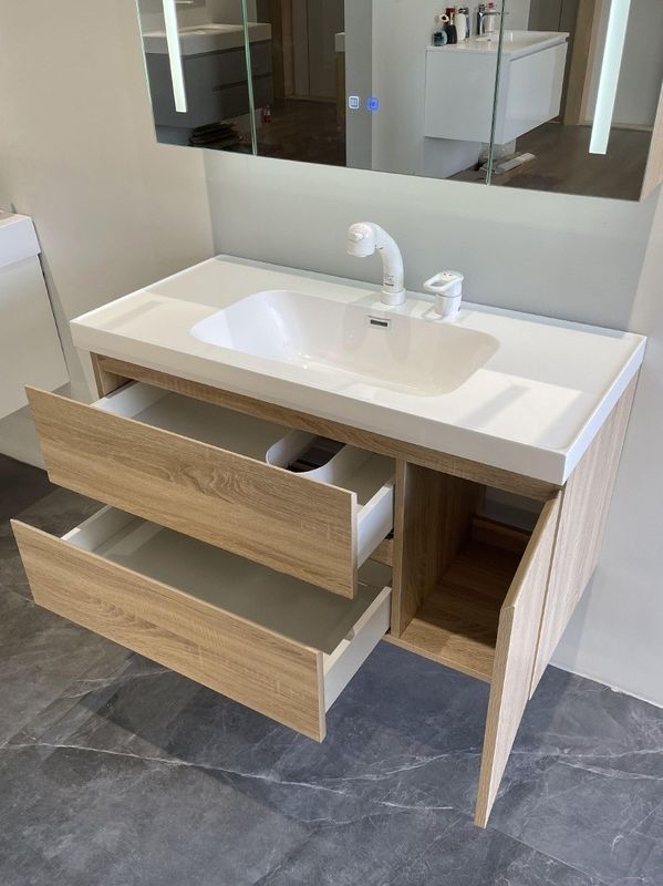 Hôtel salle de bains Rectangle mur monté vanité avec décoration de comptoir de pierre de quartz