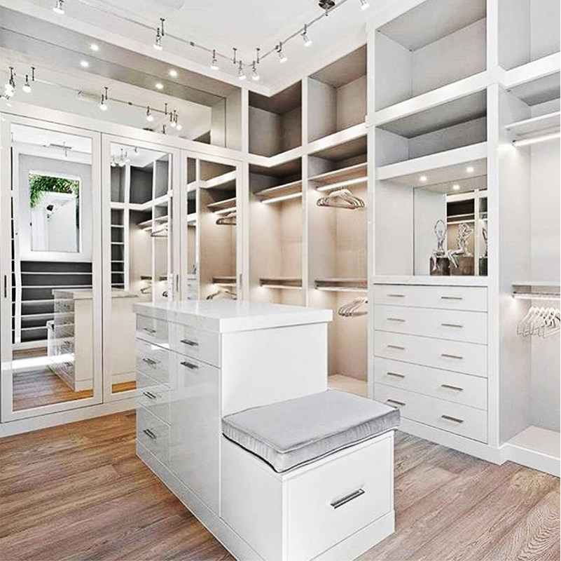 Meilleur Walk In Open Style Armoire blanche en bois stratifiée pour chambre à coucher chambre à coucher Luxe