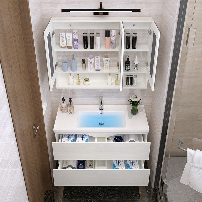 Moderne de style euro en bois massif salle de bains autonome Vanité avec PVC / vernis porte finition