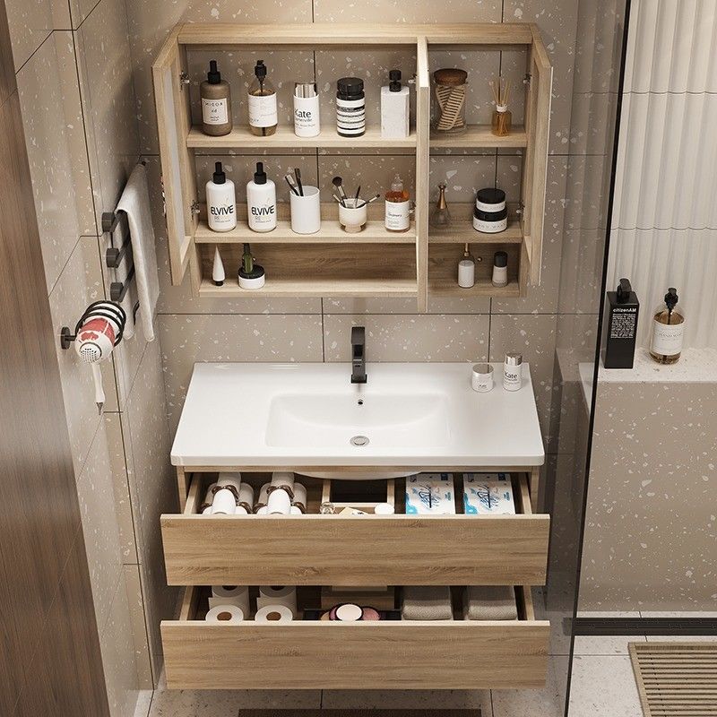 Moderne de style euro en bois massif salle de bains autonome Vanité avec PVC / vernis porte finition