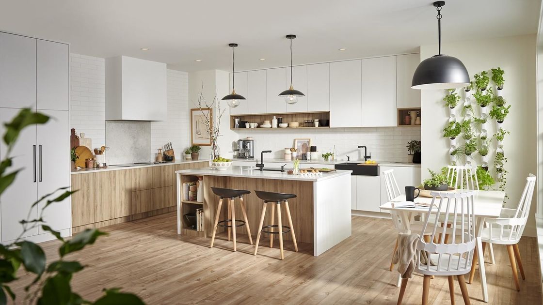 Aménagement pratique de laineuse Susan dans la salle à manger sombre Armoires de cuisine avec Blum Hardware