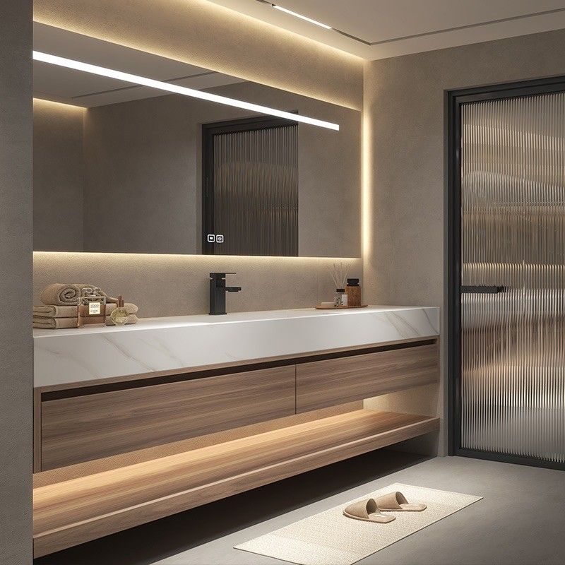 Matériau MR-MDF Autonomie Double évier Vanités de salle de bain flottantes modernes pour à bas prix