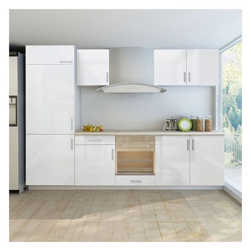 Armoires modulaires de petite cuisine en finition laque brillante claire et couleur Ral personnalisée