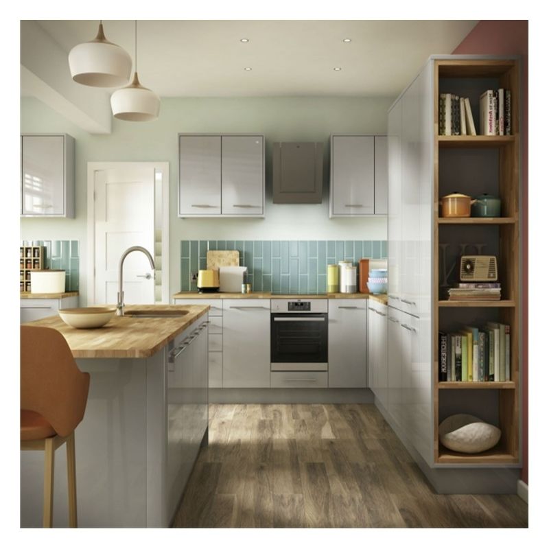Armoires modulaires de petite cuisine en finition laque brillante claire et couleur Ral personnalisée