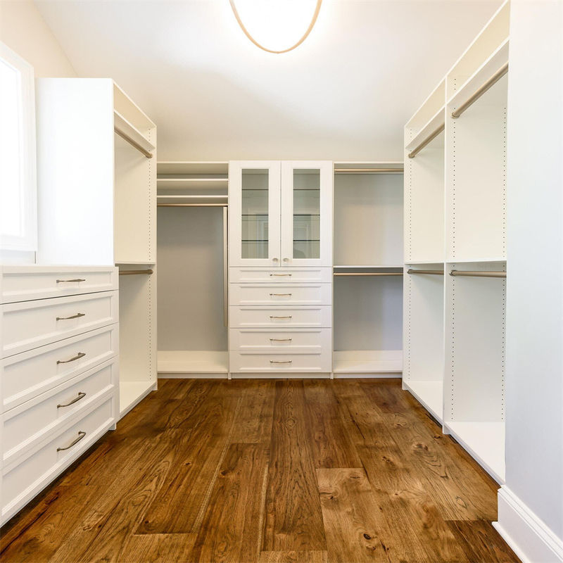 Garde-robe spécifique YALIG Blanc Walk-in Closet Garde-robe de luxe avec tiroirs et pantalon