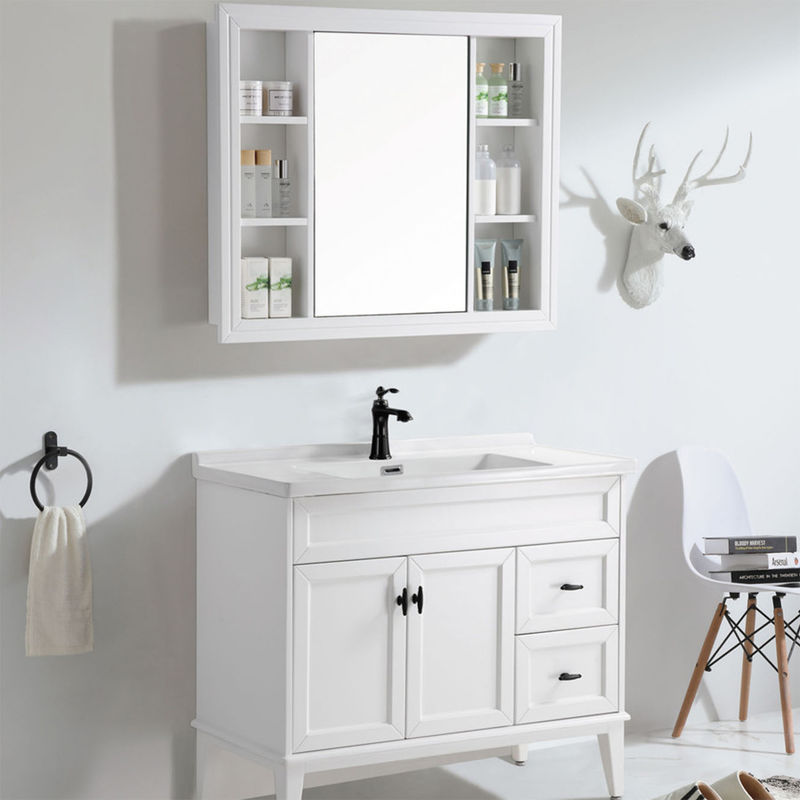 Baignoire Vanité PVC/Laque Porte Finition Moderne Plancher en bois debout Petit évier unique
